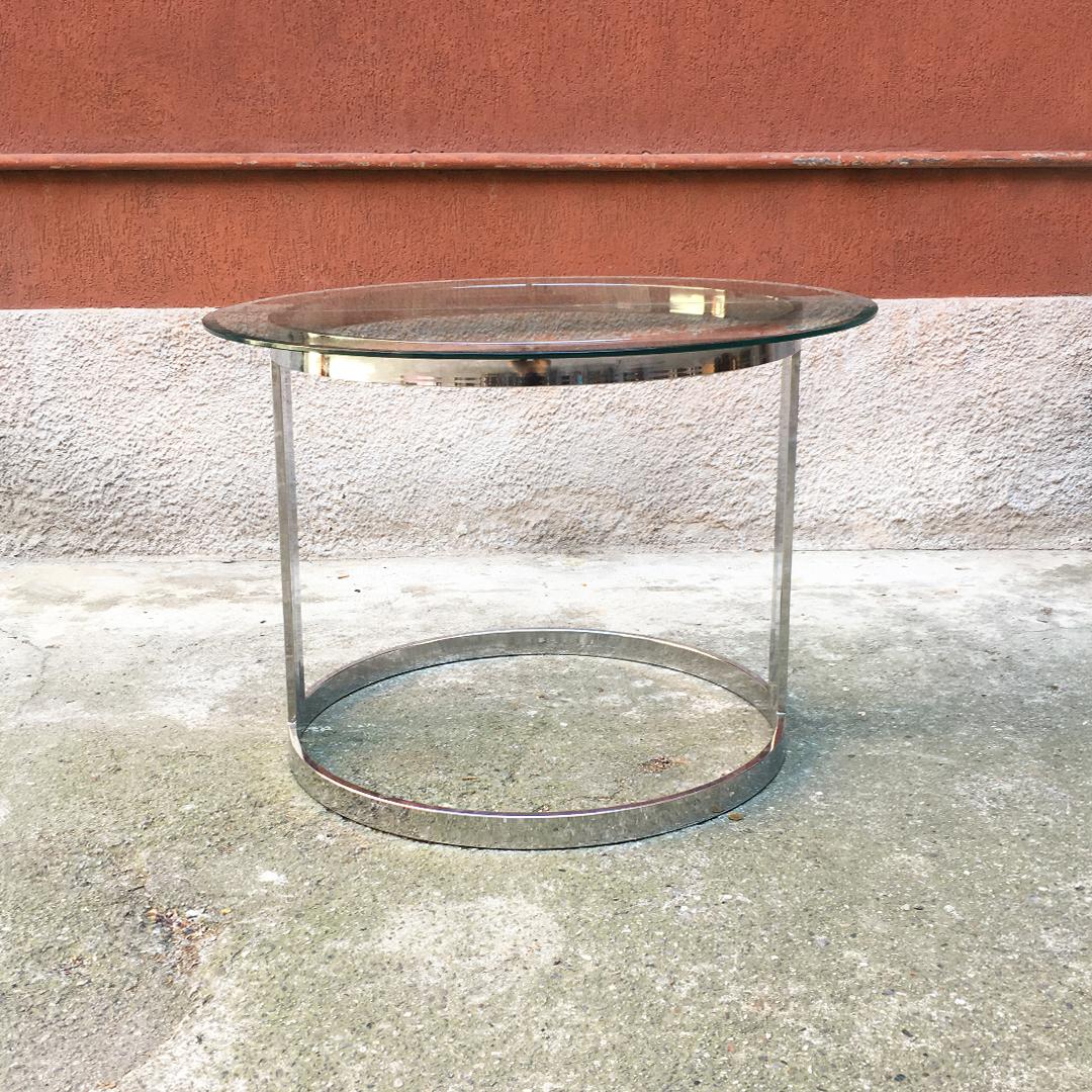 French Mid-Century Modern Steel Consoles with Glass Top, 1970s 1