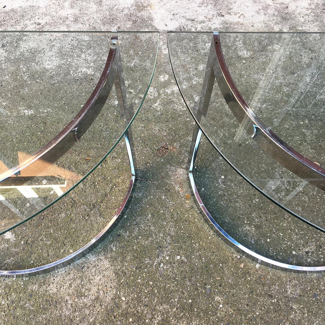 French Mid-Century Modern Steel Consoles with Glass Top, 1970s 5