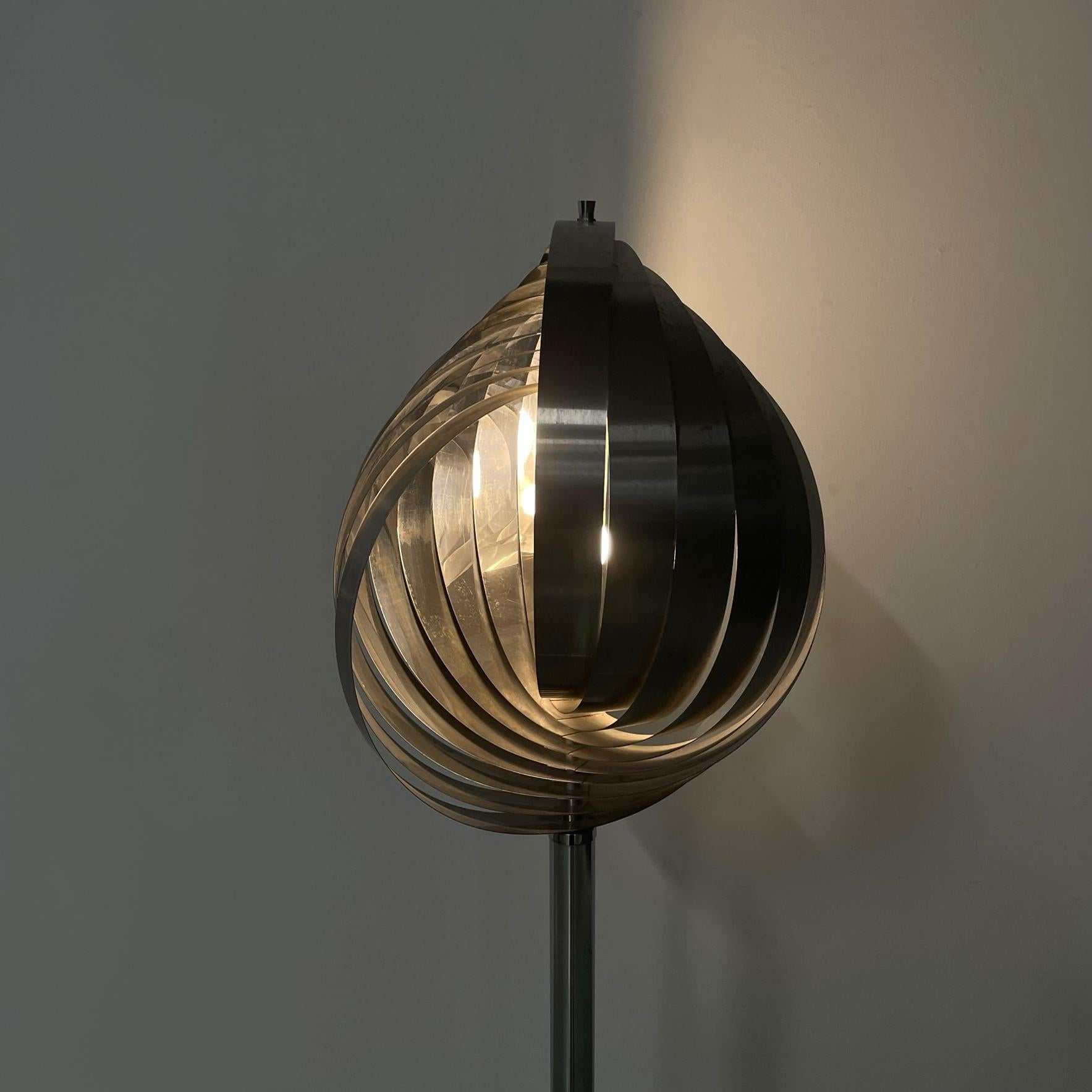 Late 20th Century French mid-century modern Steel spiral floor lamp Moon by Henri Mathieu, 1960s