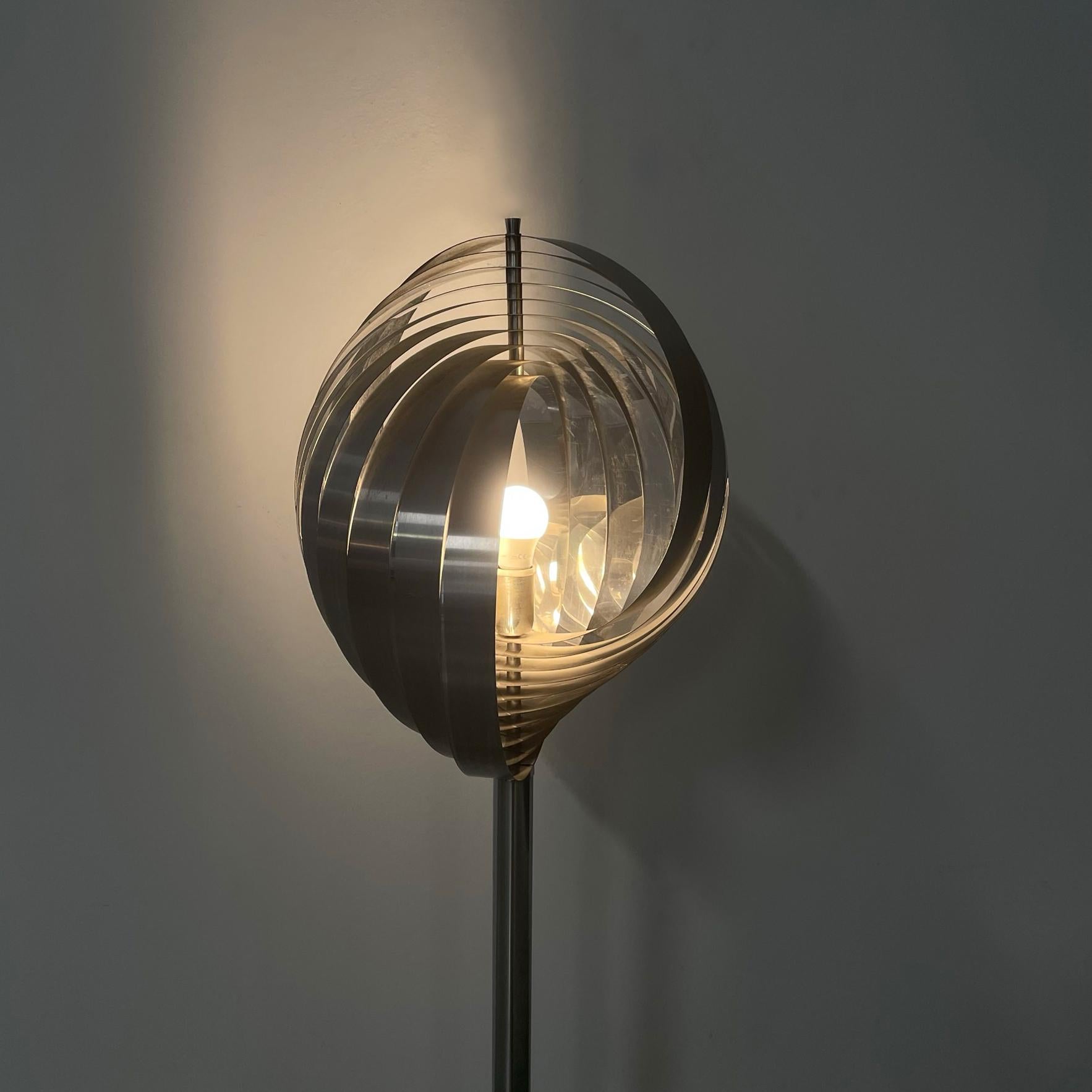 French mid-century modern Steel spiral floor lamp Moon by Henri Mathieu, 1960s 1