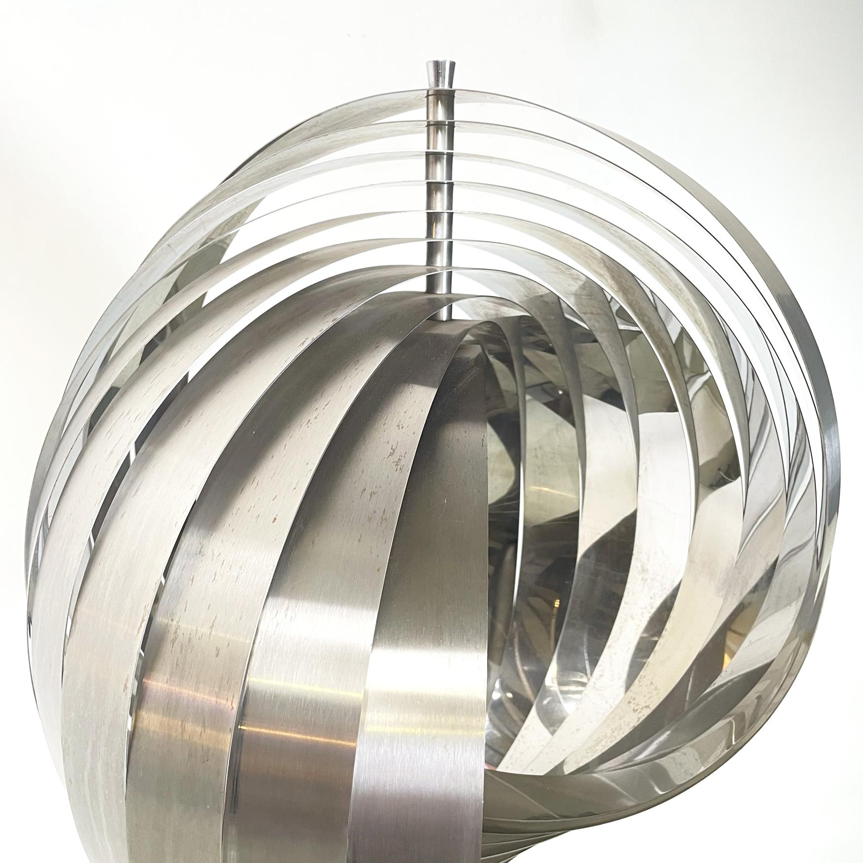 French mid-century modern Steel spiral floor lamp Moon by Henri Mathieu, 1960s 3
