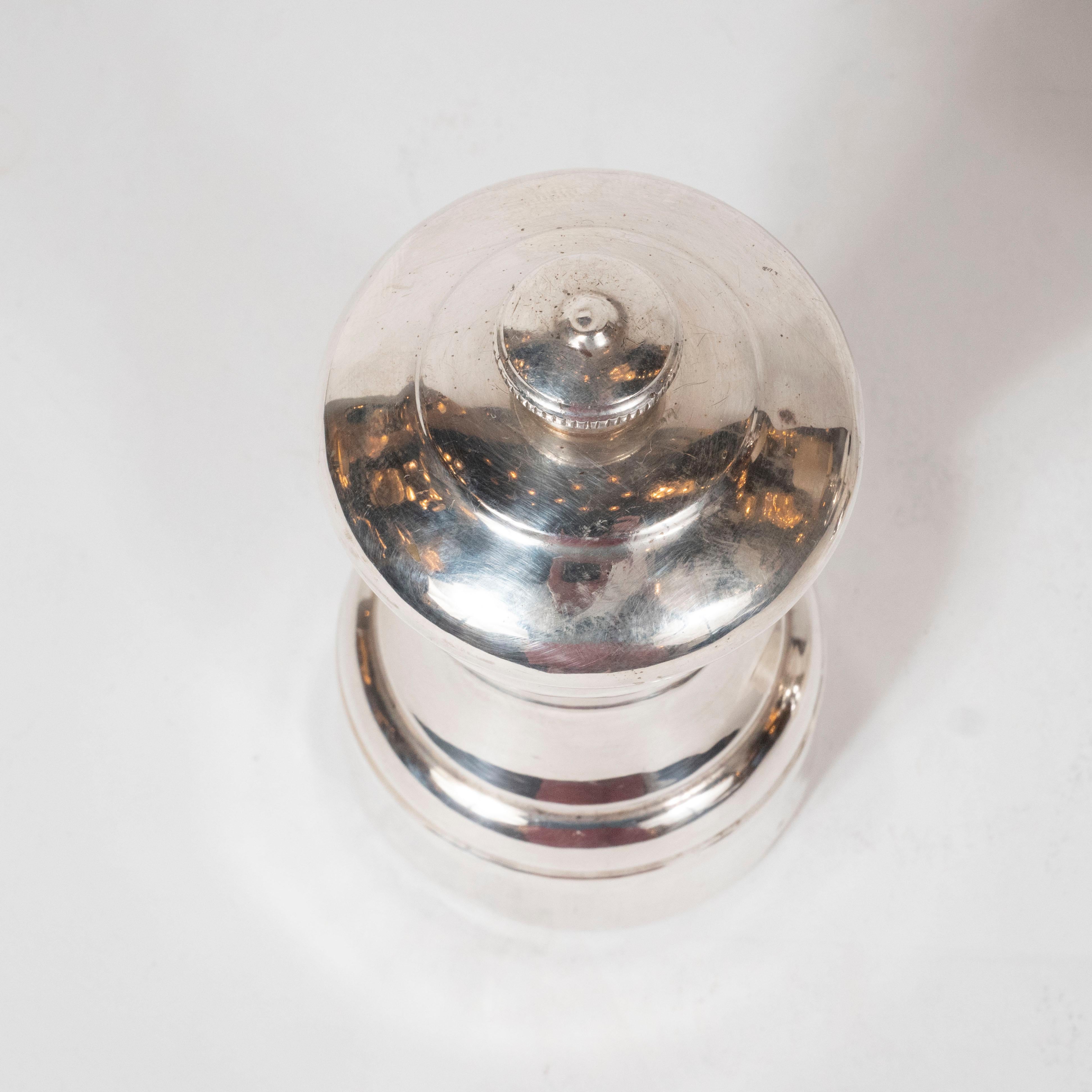 French Mid-Century Modern Sterling Silver Salt and Pepper Shaker Set by Peugeot 1