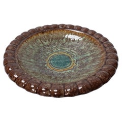 French Mid Century Modern Studio Pottery Footed Bowl Charger