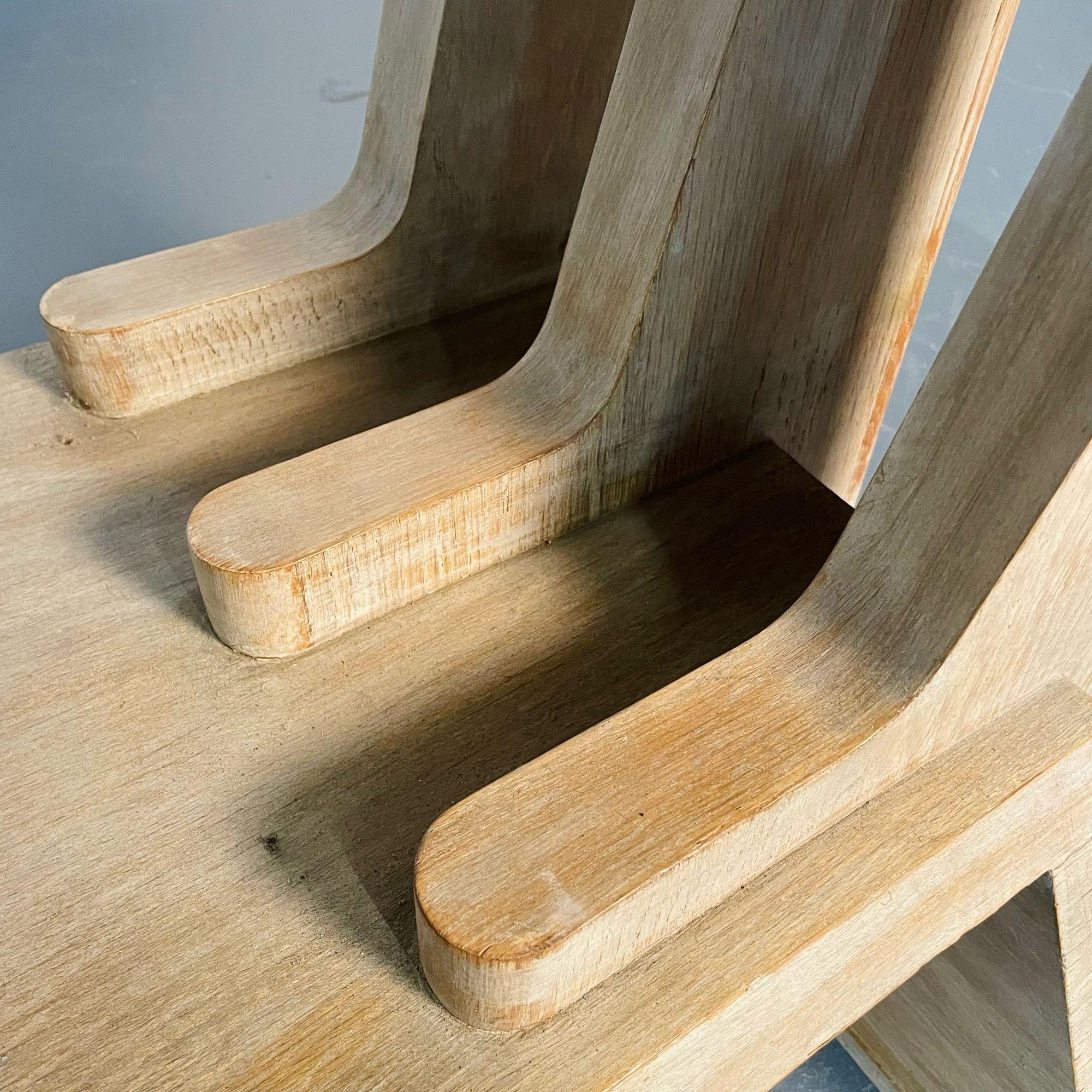 Table de salle à manger à tréteaux de style moderne du milieu du siècle dernier, en chêne de Ceruse en vente 5