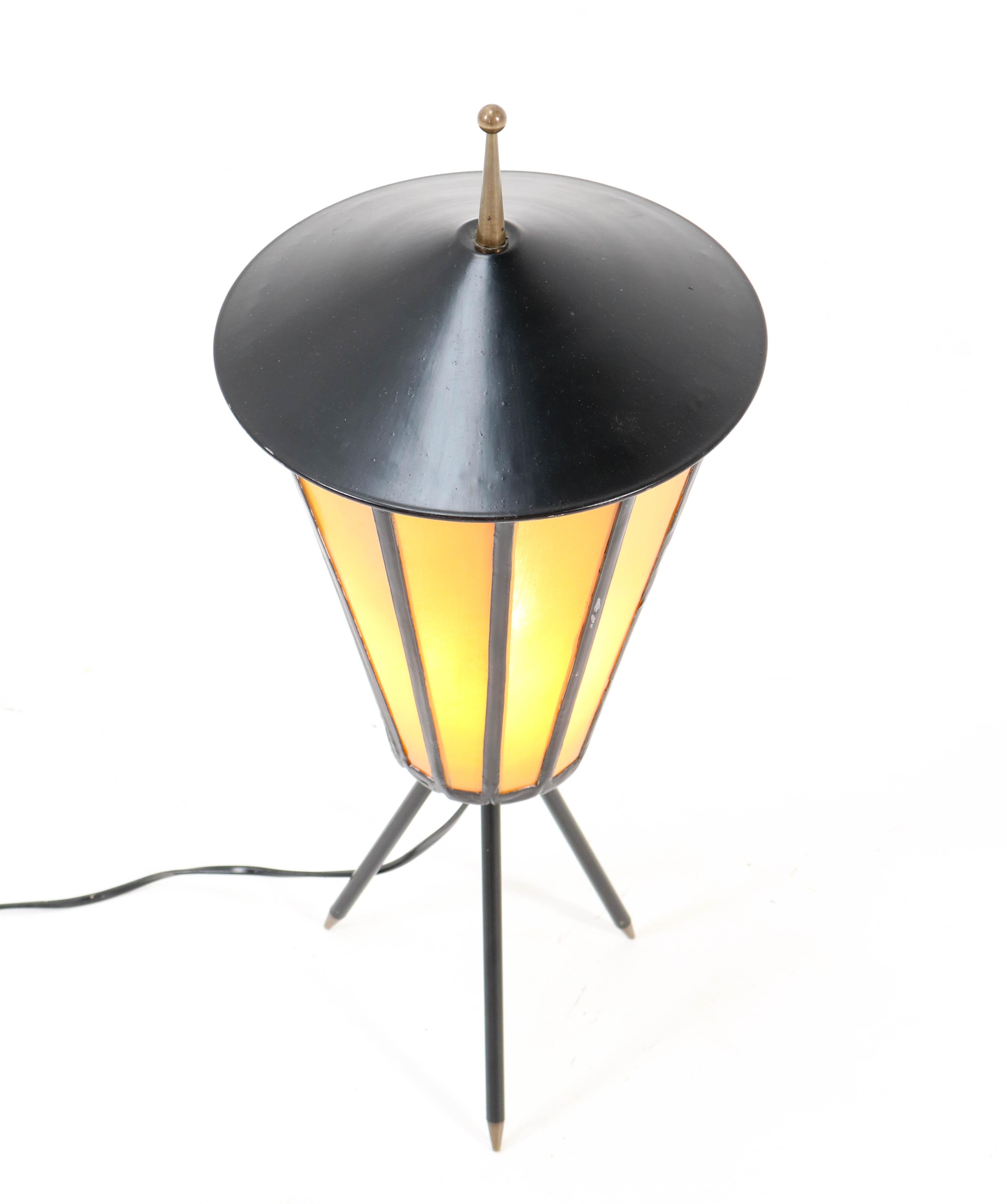 Lacquered French Mid-Century Modern Table Lamp, 1950s For Sale
