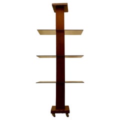 Étagère d'exposition en teck et verre fumé de style français moderne du milieu du siècle dernier, étagère
