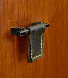 French Mid-Century Modern Teak Sideboard with Leather Handles, 1950s