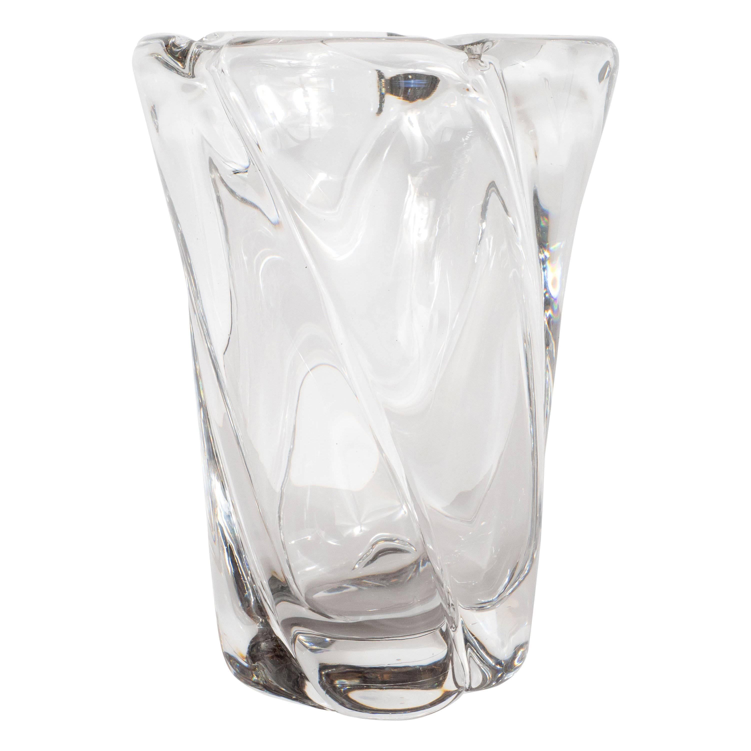 French Mid-Century Modern Translucent Glass Vase by Daum