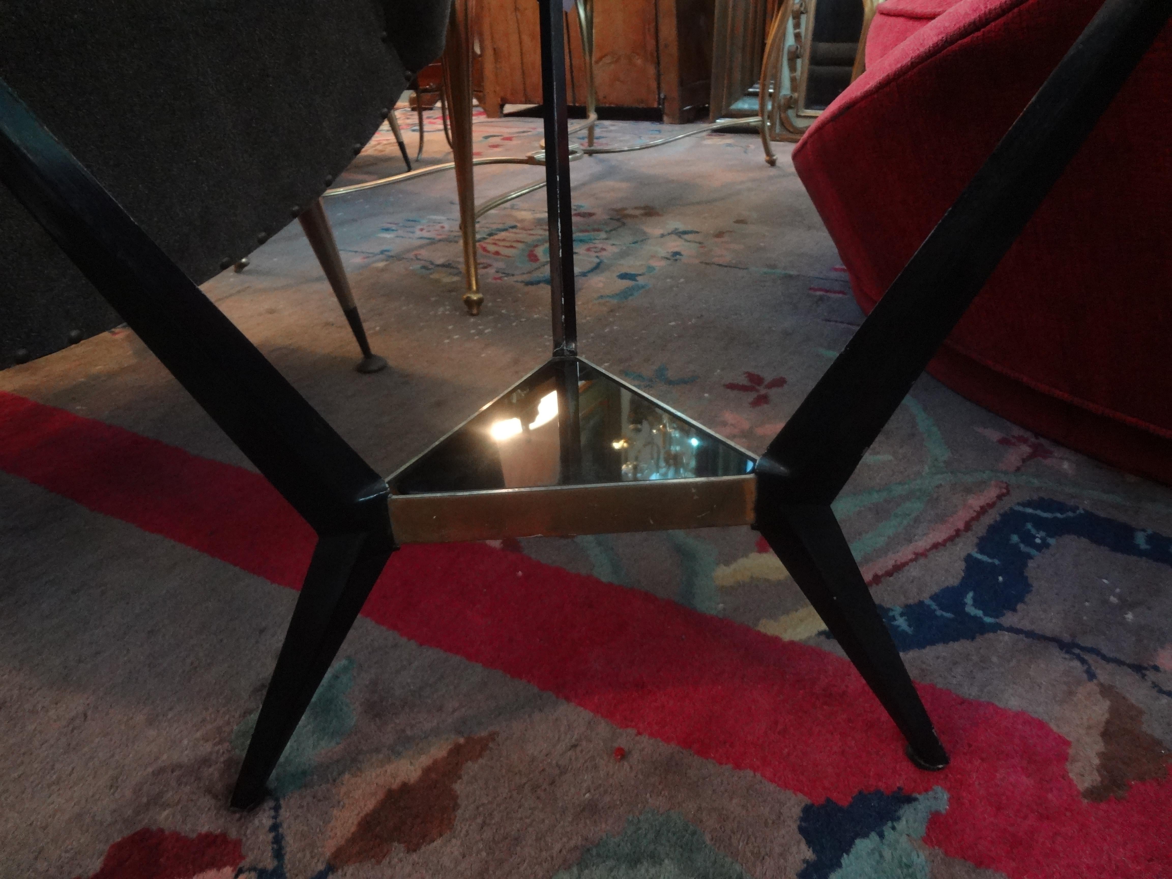 French Mid-Century Modern Triangular Shaped Iron and Glass Table 5