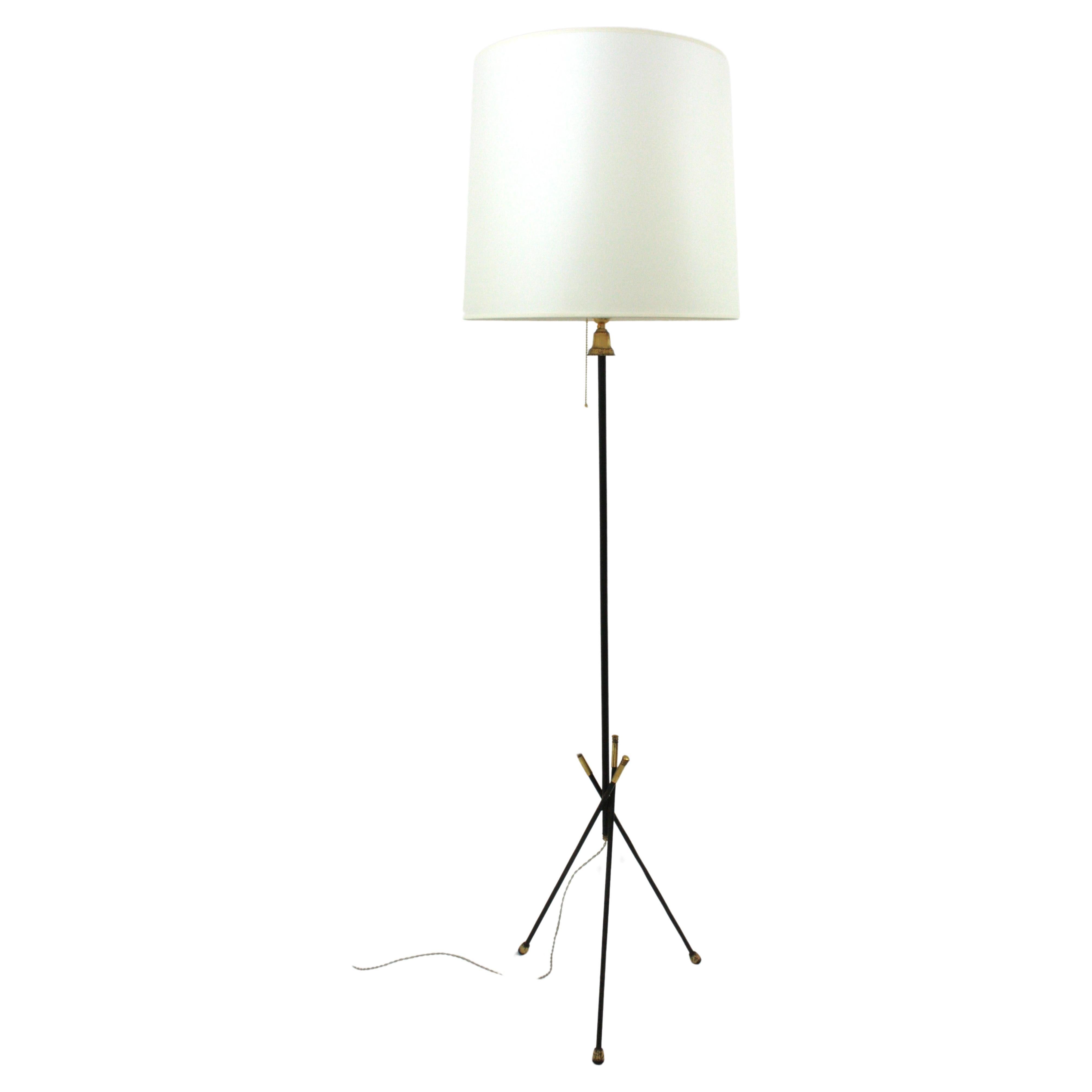 French Mid-Century Modern Tripod Floor Lamp For Sale