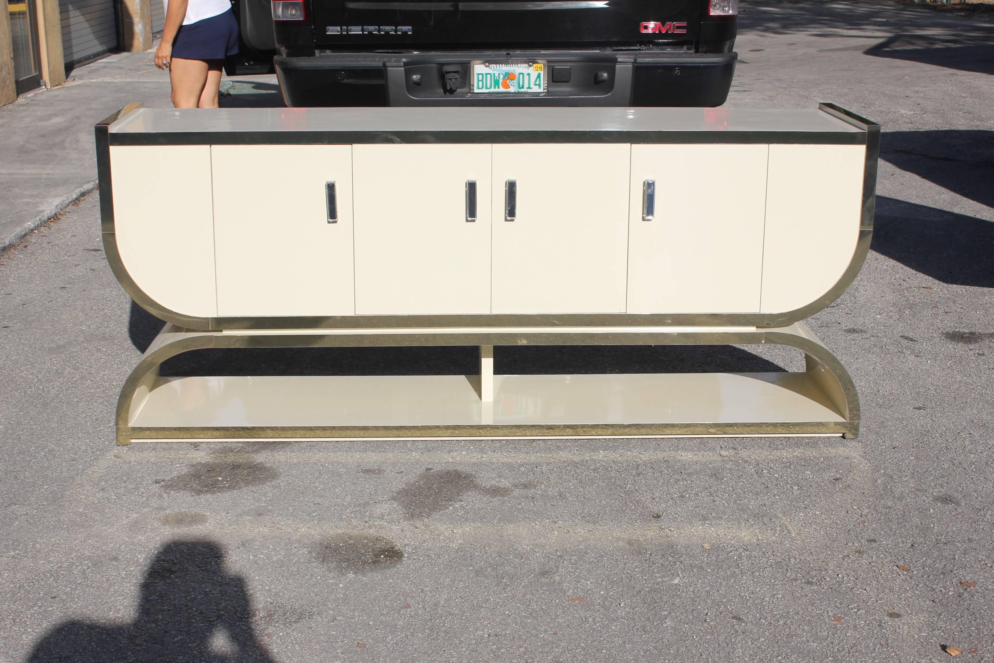 Mid-20th Century French Mid-Century Modern ''U'' Shape Four-Door Sideboard or Buffet, circa 1960s