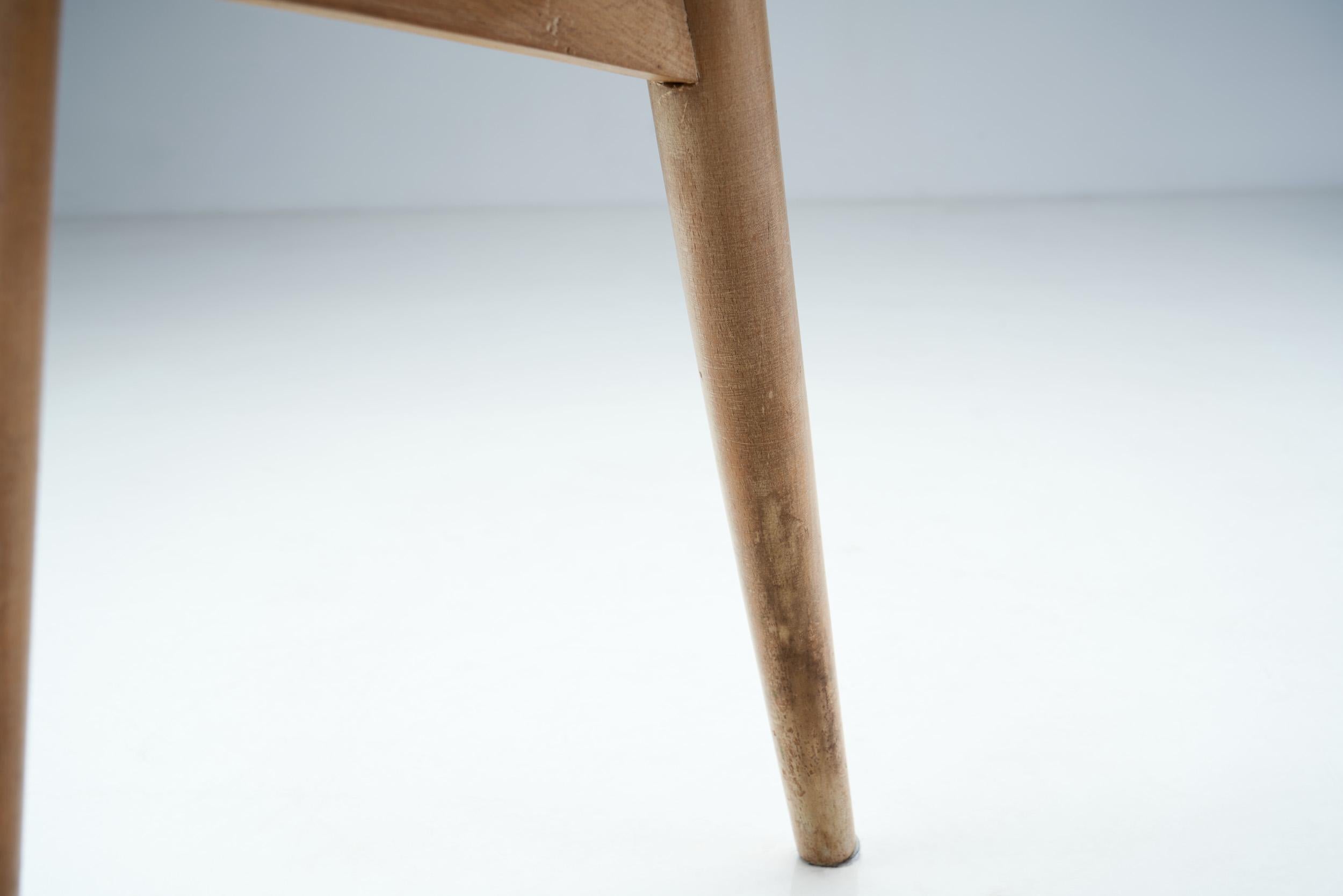 French Mid-Century Modern Wood and Cane Chair, France ca 1950s 11