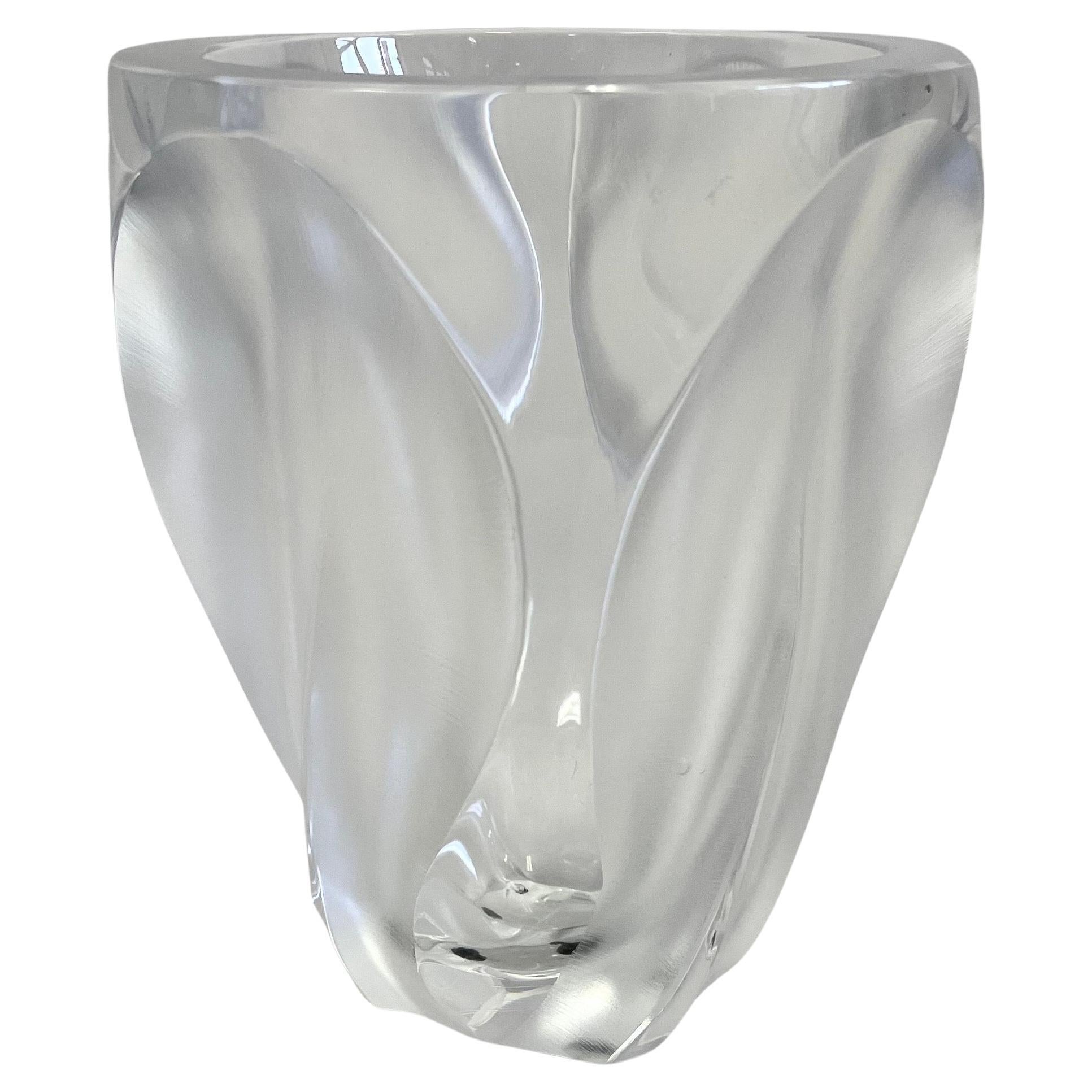 French Mid-Century Molded & Polished Crystal Vase, 'Ingrid' by Lalique, c. 1964