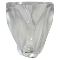 French Mid-Century Molded & Polished Crystal Vase, 'Ingrid' by Lalique, c. 1964