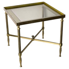 French Mid Century Neo-classical / Hollywood Regency style brass side table