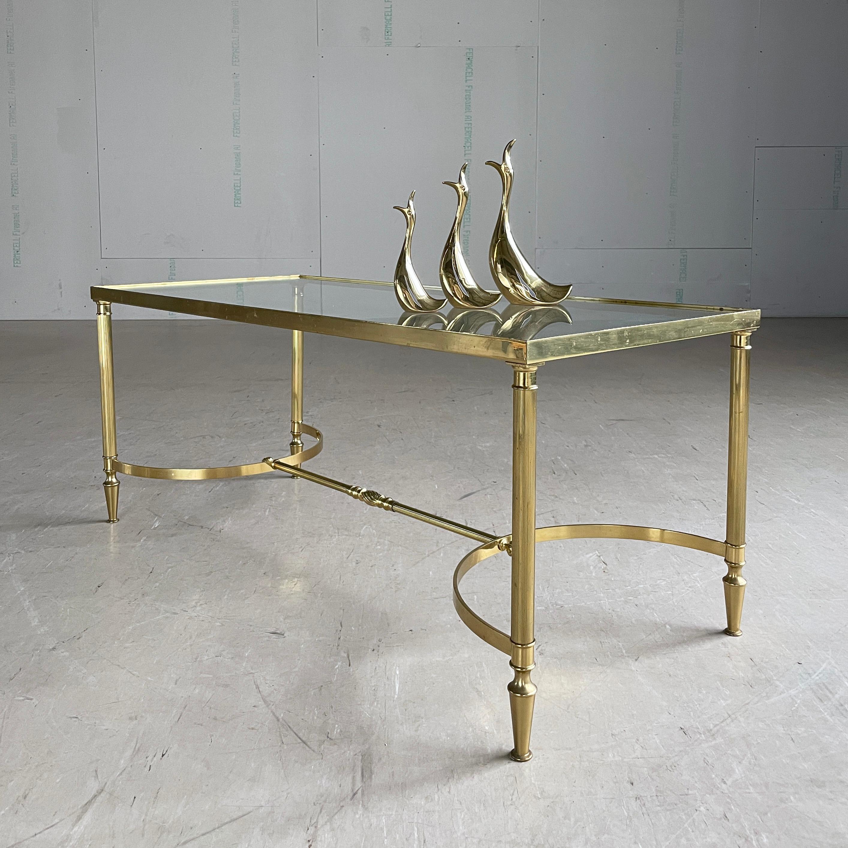 French Mid Century Neoclassical / Hollywood Regency brass coffee table For Sale 11