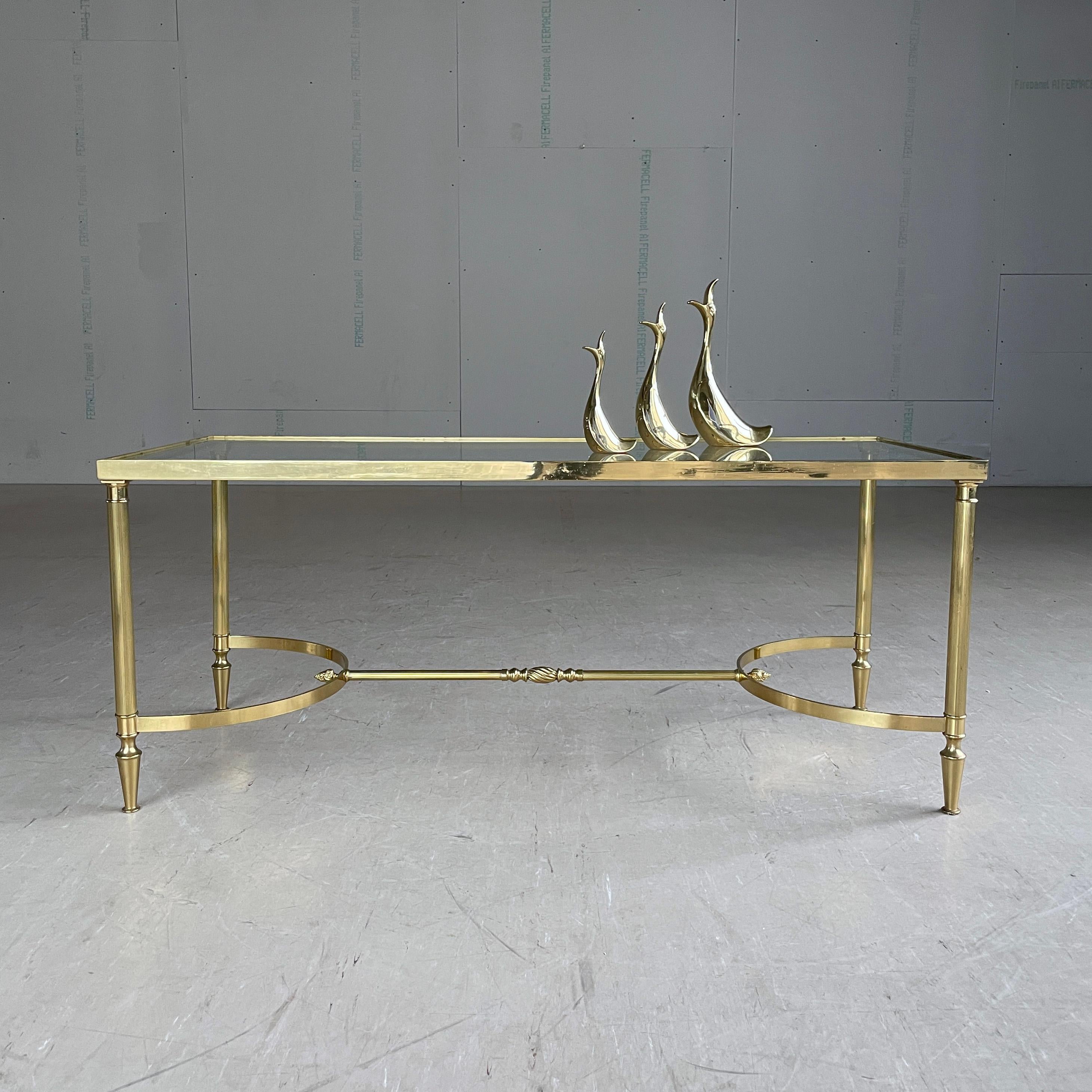 French Mid Century Neoclassical / Hollywood Regency brass coffee table For Sale 12