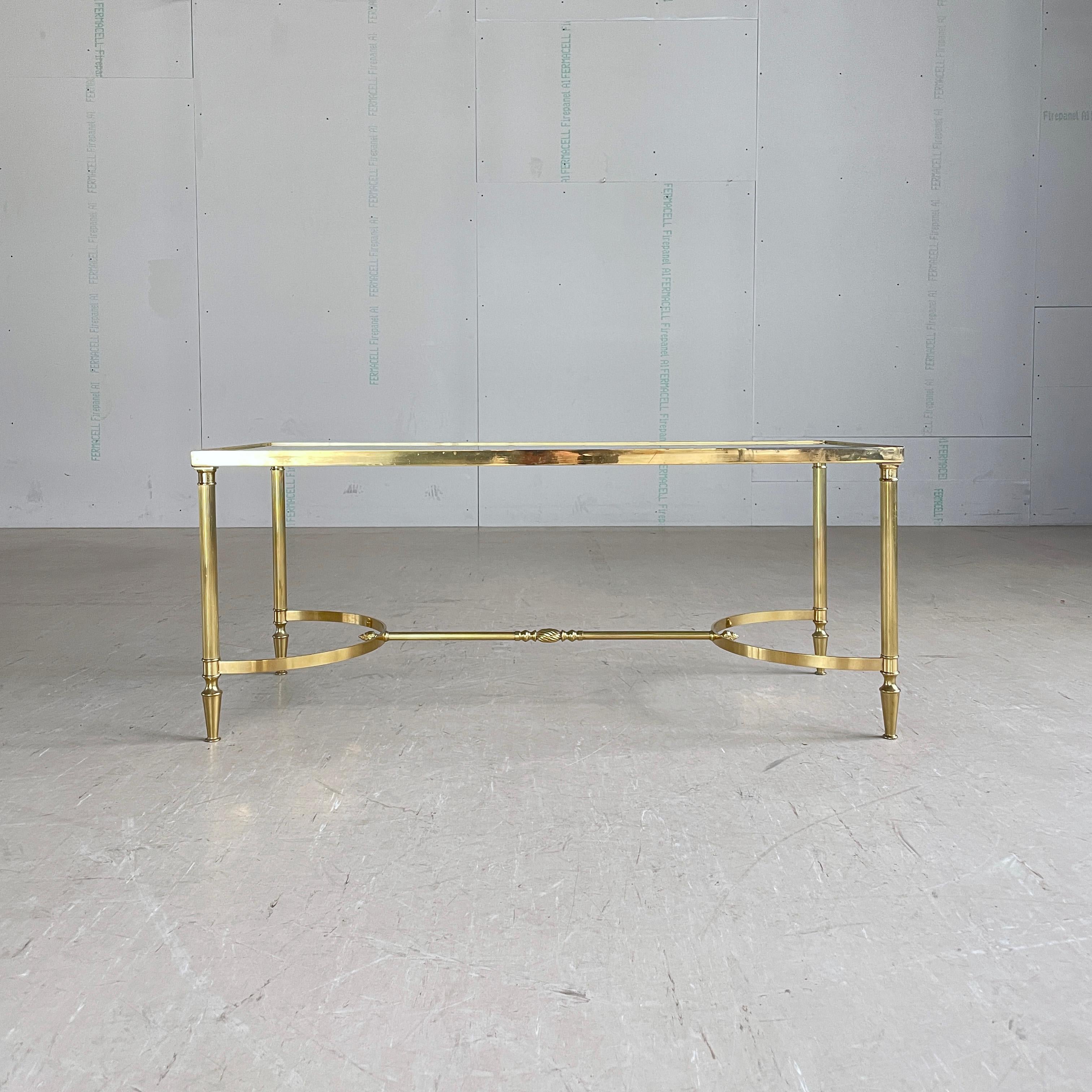 20th Century French Mid Century Neoclassical / Hollywood Regency brass coffee table For Sale