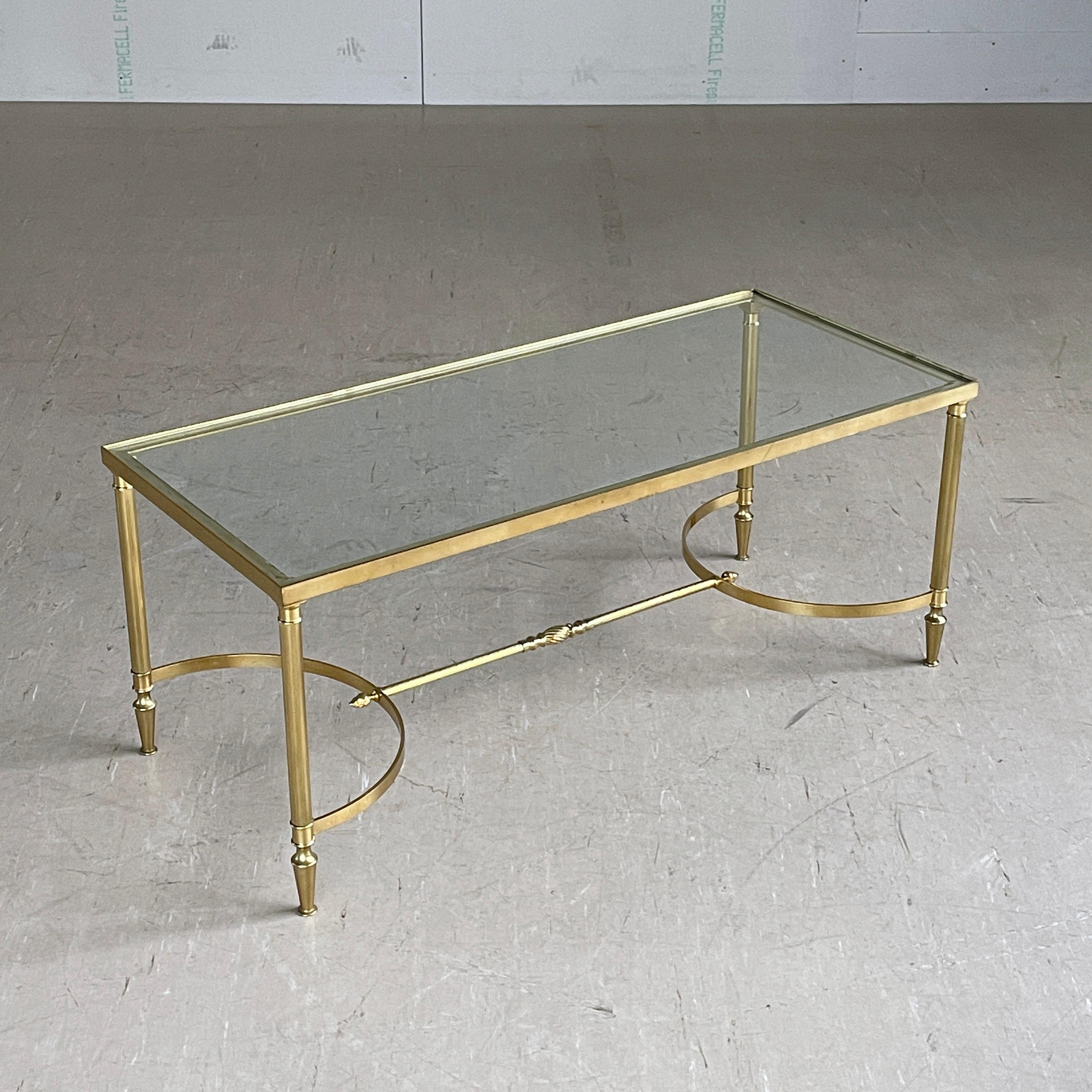 French Mid Century Neoclassical / Hollywood Regency brass coffee table For Sale 1