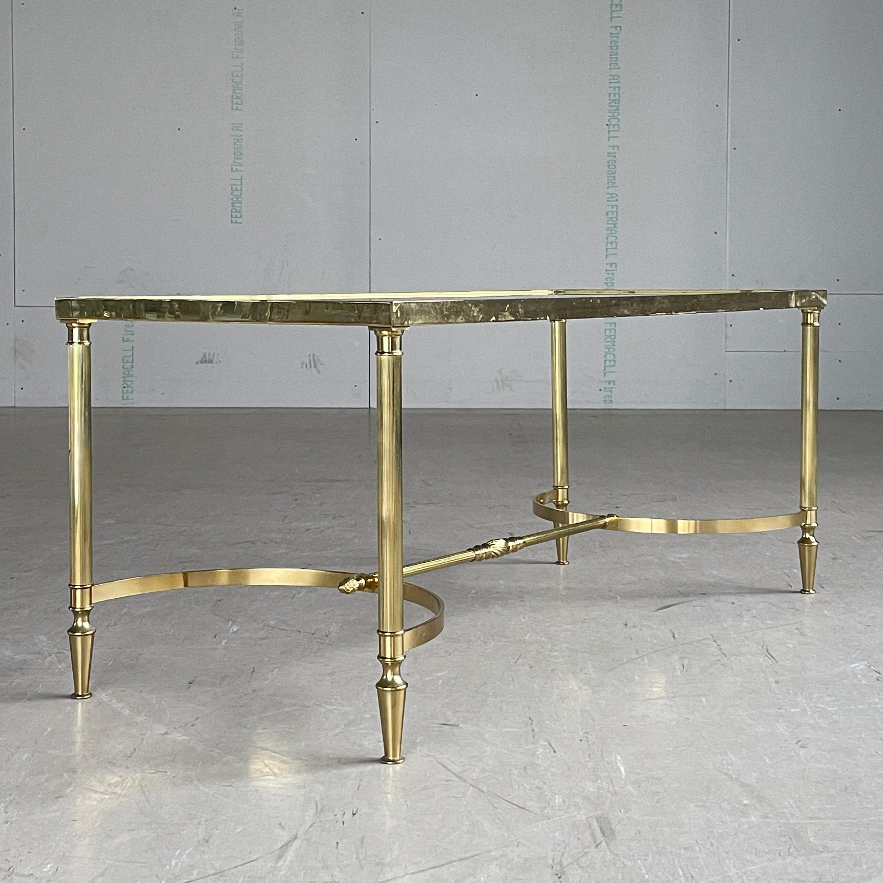 French Mid Century Neoclassical / Hollywood Regency brass coffee table For Sale 2