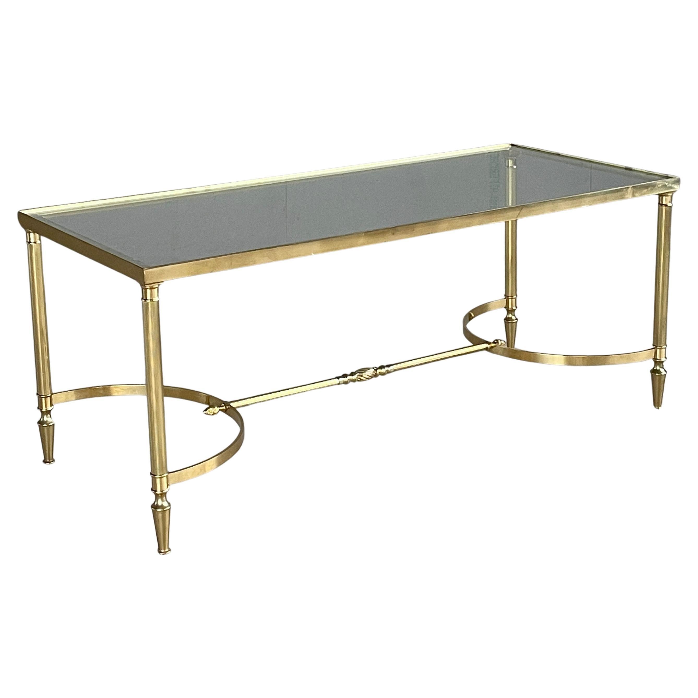 French Mid Century Neoclassical / Hollywood Regency brass coffee table