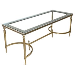 Mesa de centro de latón neoclásica francesa de mediados de siglo / Hollywood Regency
