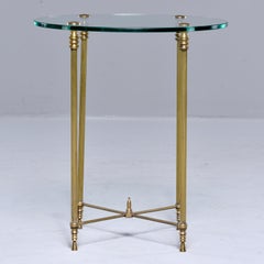 French Mid Century Neoclassical Style Brass and Glass Side Table