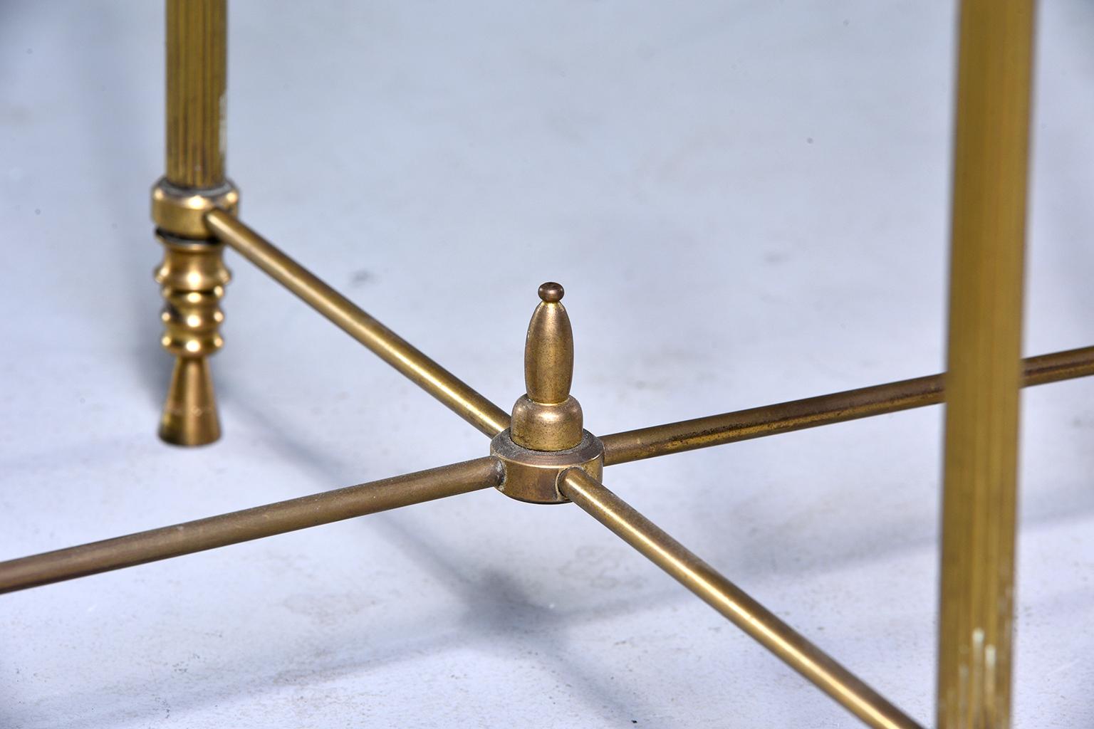 French Mid Century Neoclassical Style Brass and Glass Side Table 2