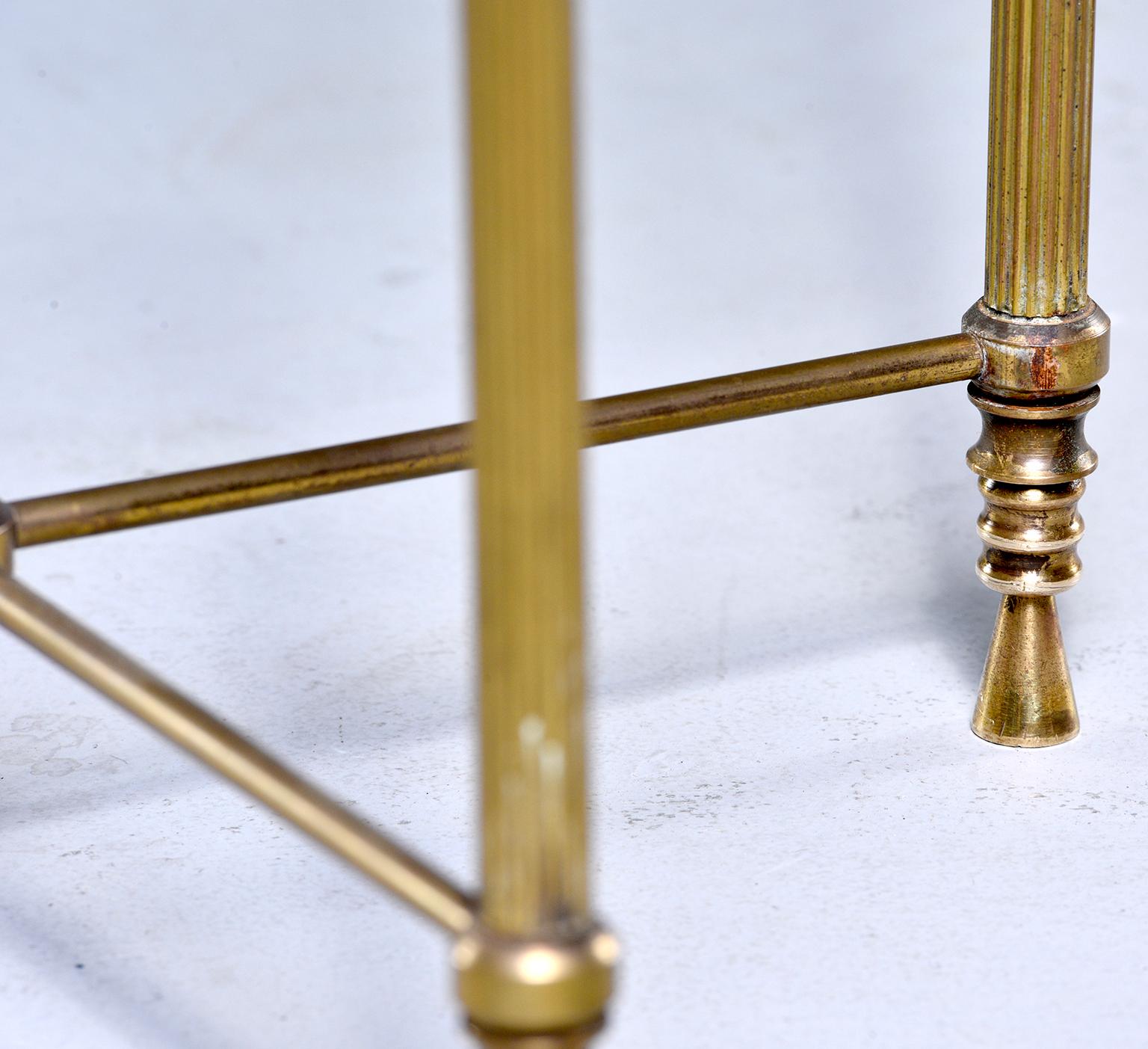 French Mid Century Neoclassical Style Brass and Glass Side Table 5