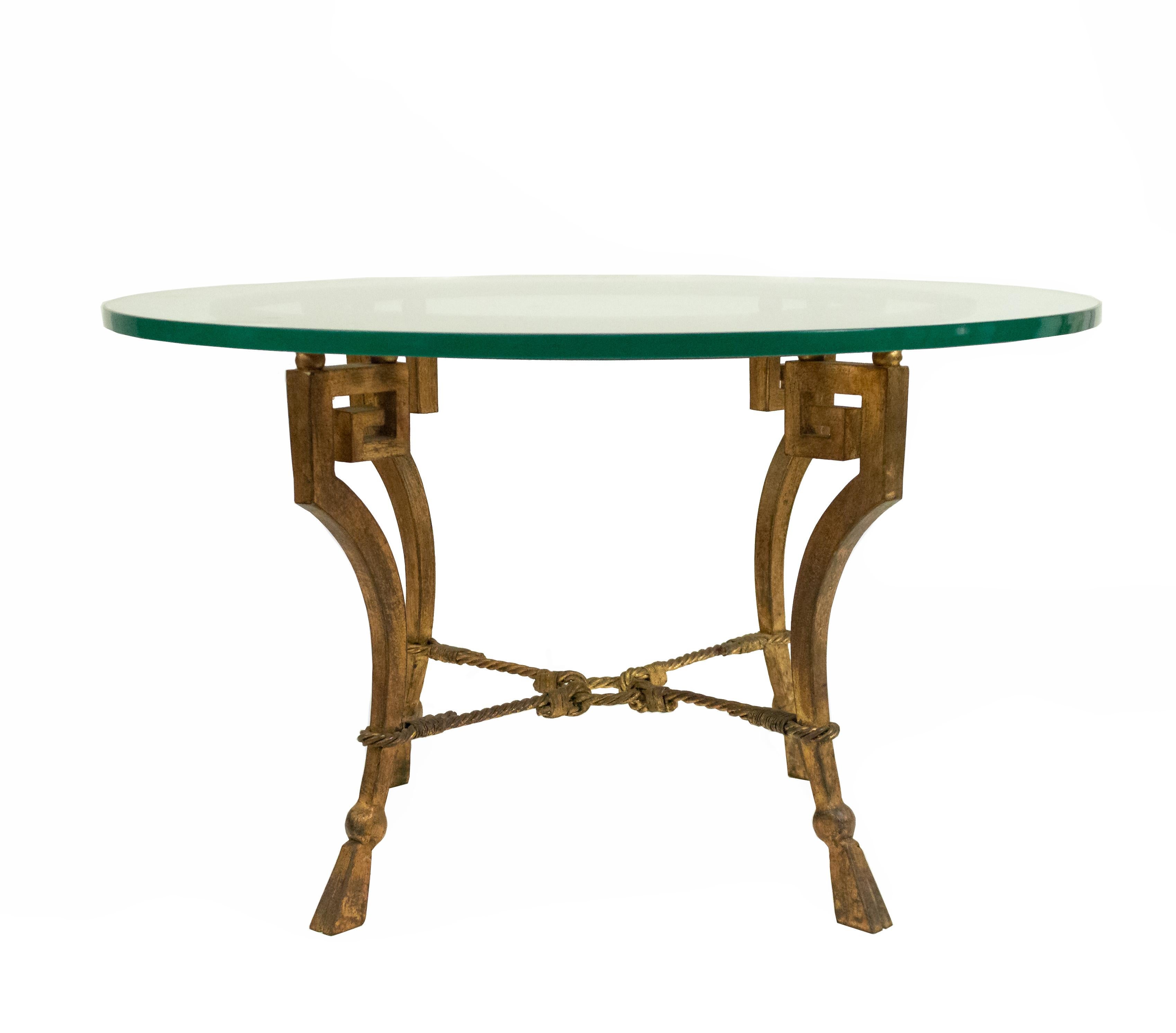 French Mid-Century Neoclassical Style Gilt Iron Coffee Table (Manner of Maison R For Sale 3