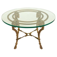 French Mid-Century Neoclassical Style Gilt Iron Coffee Table (Manner of Maison R