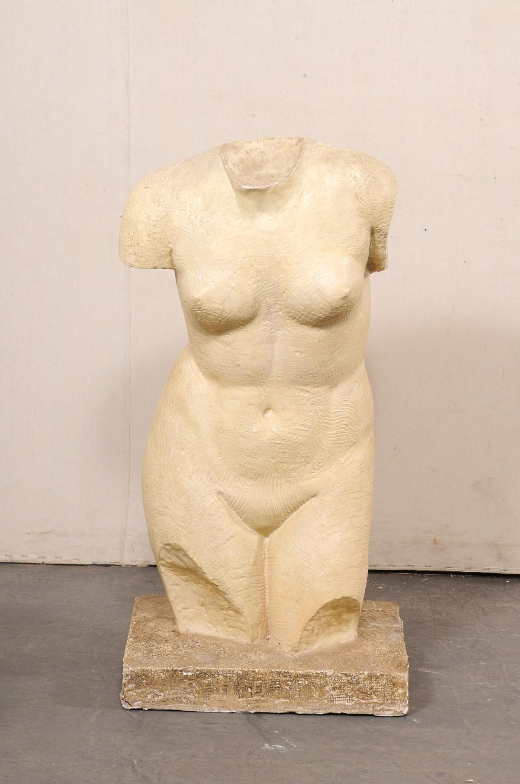 French Mid-Century Nude Female Torso Statue, 3+ Ft Tall 7