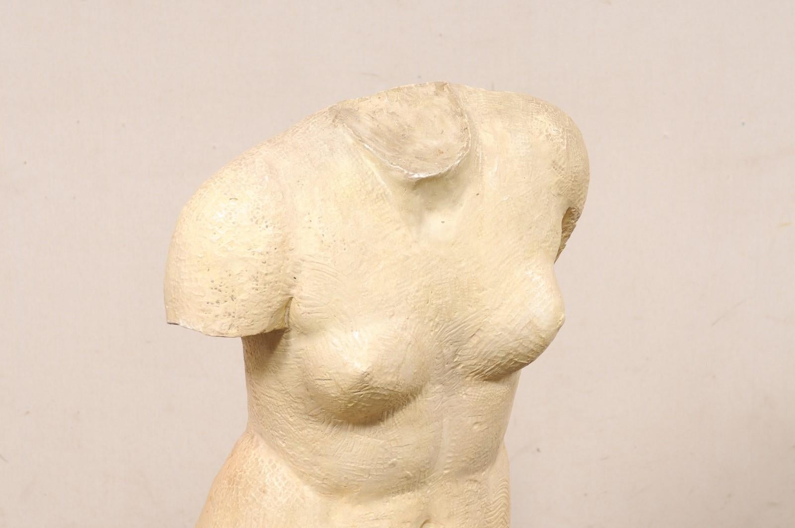 French Mid-Century Nude Female Torso Statue, 3+ Ft Tall In Good Condition In Atlanta, GA