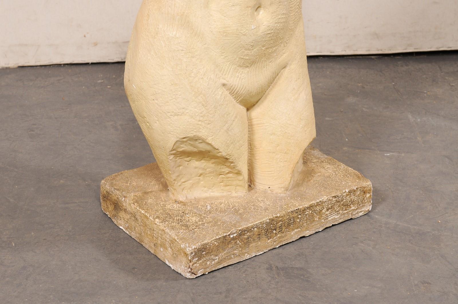 20th Century French Mid-Century Nude Female Torso Statue, 3+ Ft Tall
