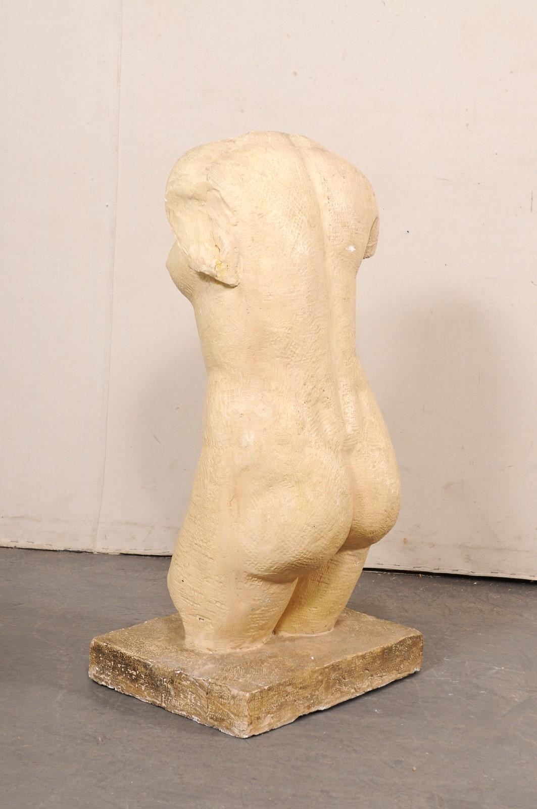 French Mid-Century Nude Female Torso Statue, 3+ Ft Tall 4