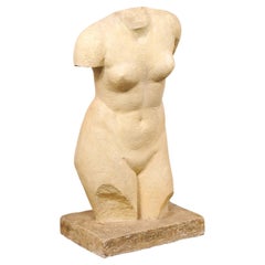French Mid-Century Nude Female Torso Statue, 3+ Ft Tall