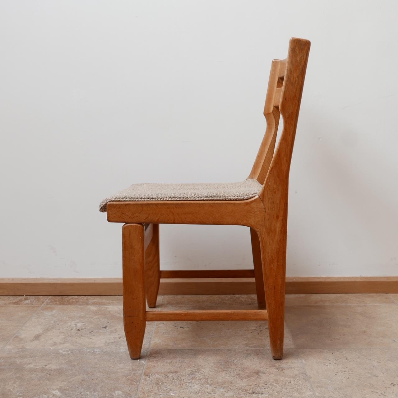 French Mid-Century Oak Dining Chairs by Guillerme et Chambron 5