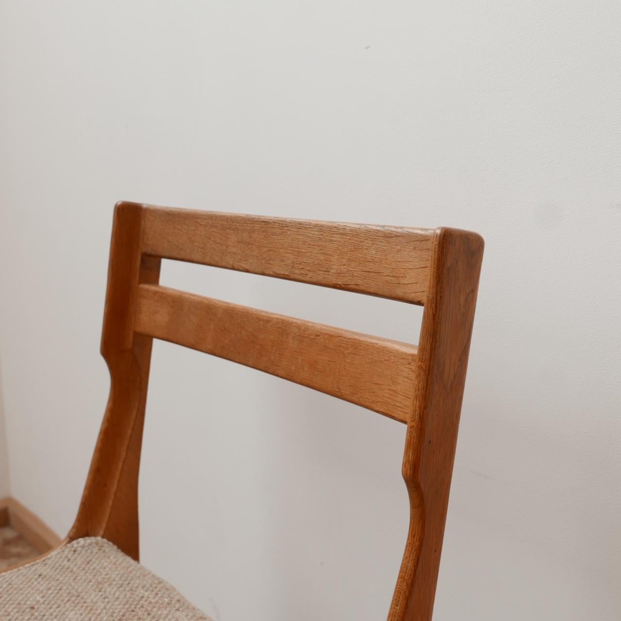 French Mid-Century Oak Dining Chairs by Guillerme et Chambron 1