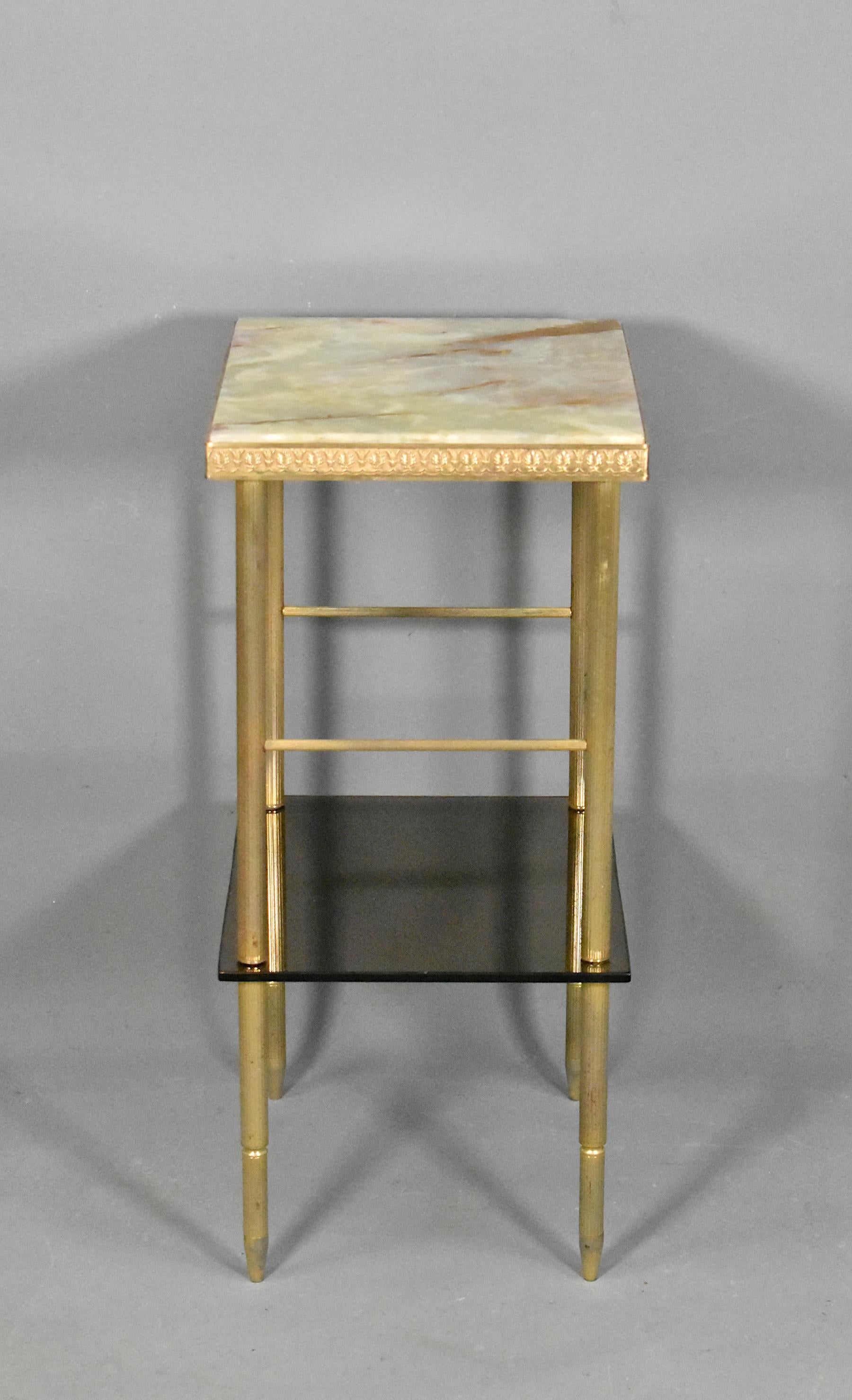 French Mid Century Onyx and Glass Side Table 4