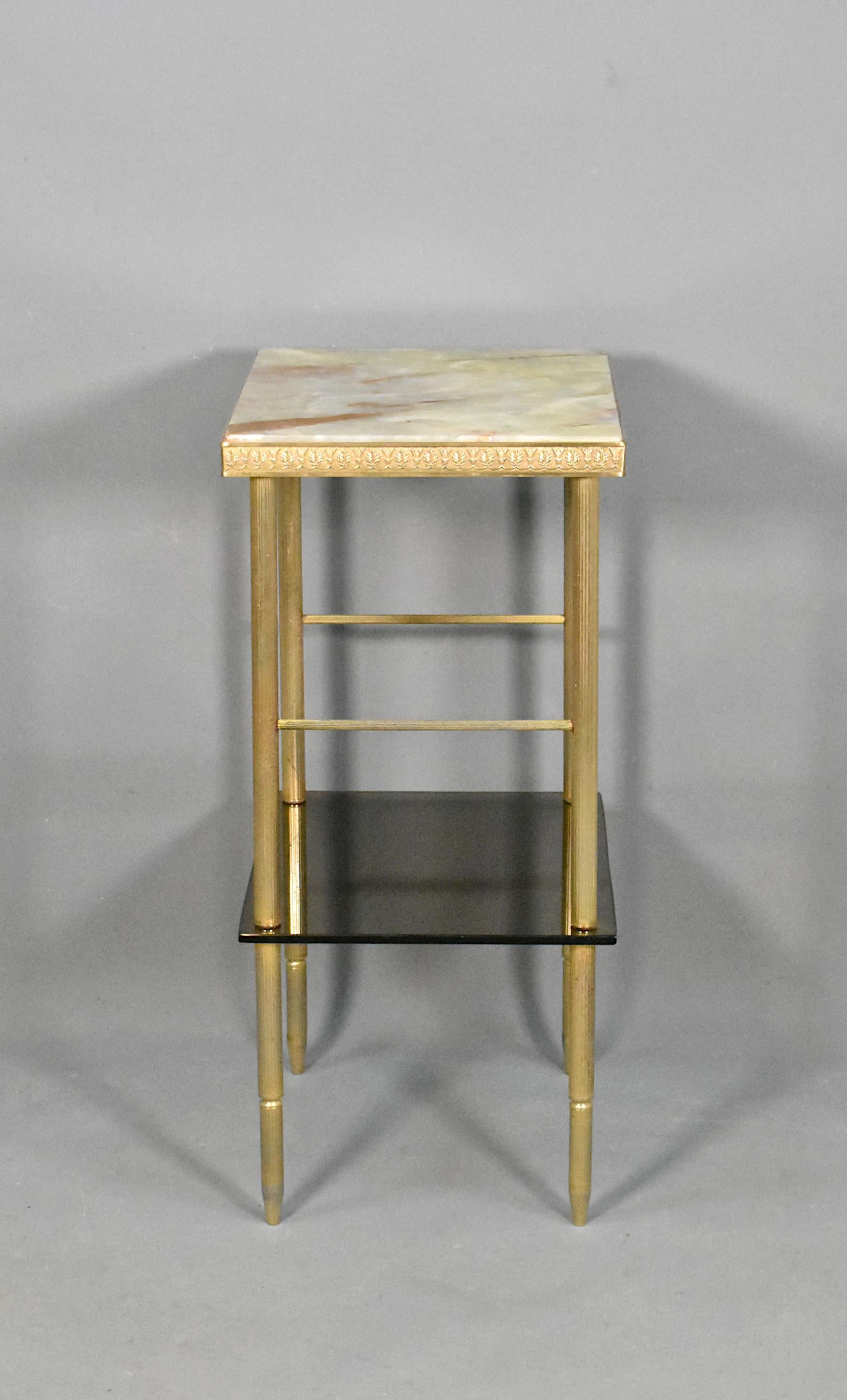 French Mid Century Onyx and Glass Side Table 5