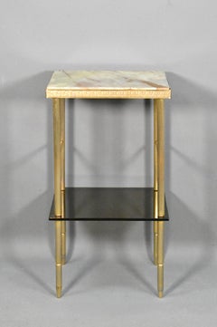 French Mid Century Onyx and Glass Side Table