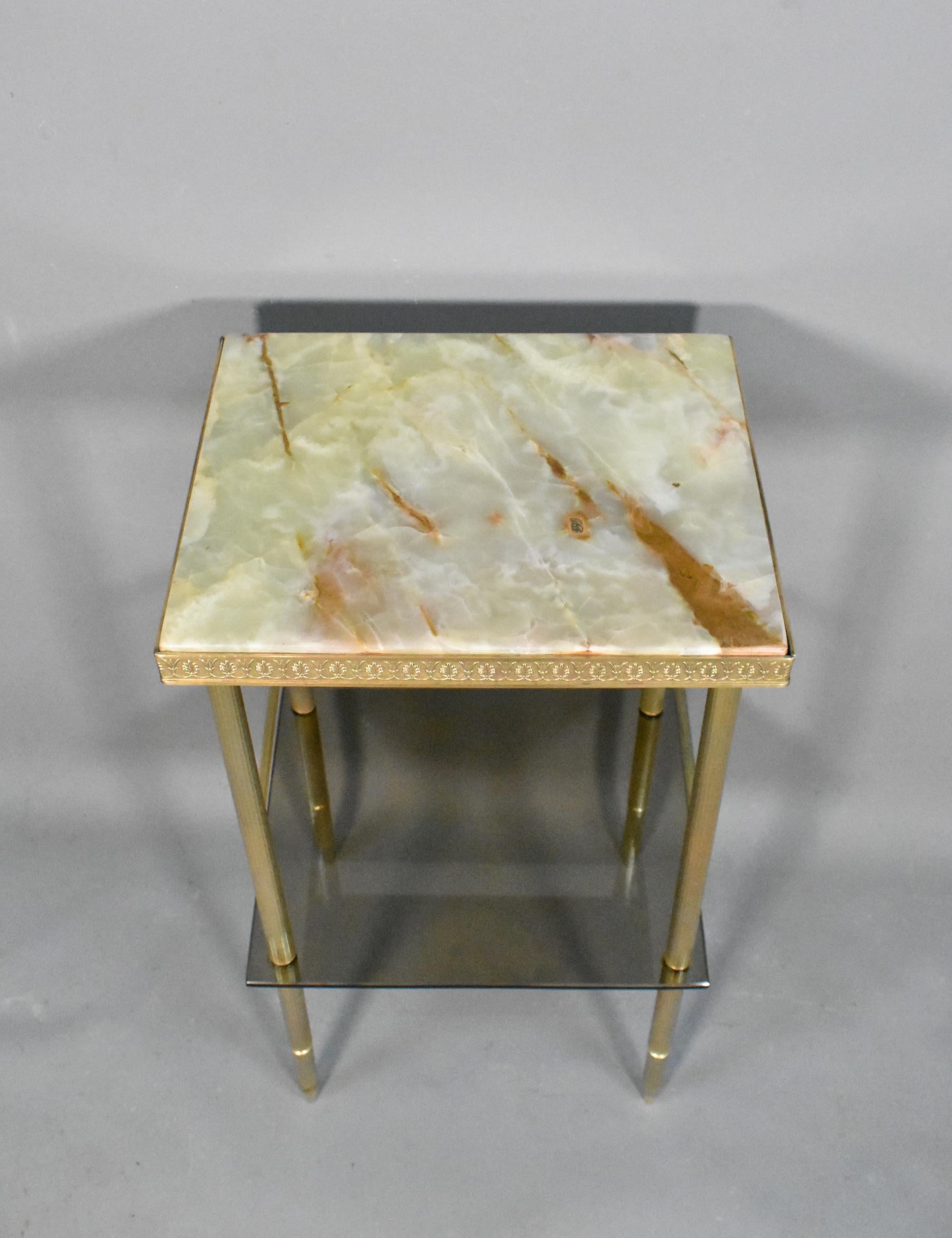 Mid-20th Century French Mid Century Onyx and Glass Side Table