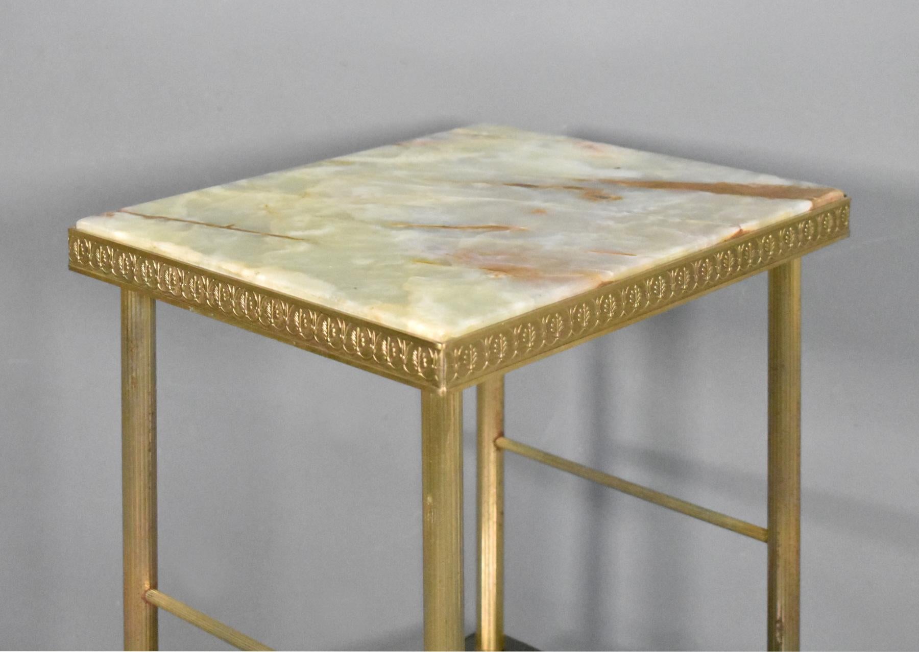 French Mid Century Onyx and Glass Side Table 1