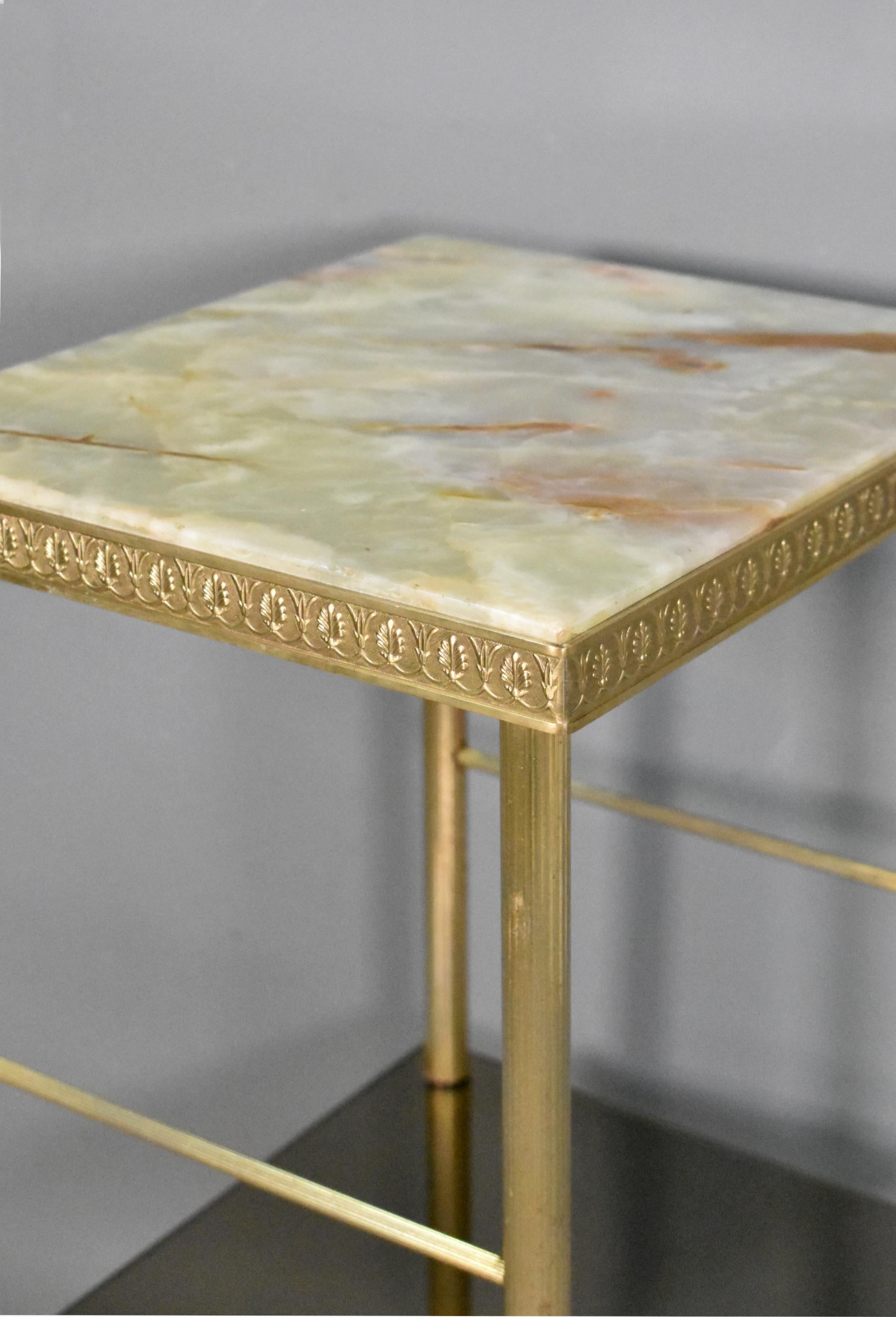 French Mid Century Onyx and Glass Side Table 2