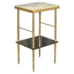 French Mid Century Onyx and Glass Side Table