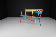 French Mid-Century Painted Beechwood Bench, 1960s