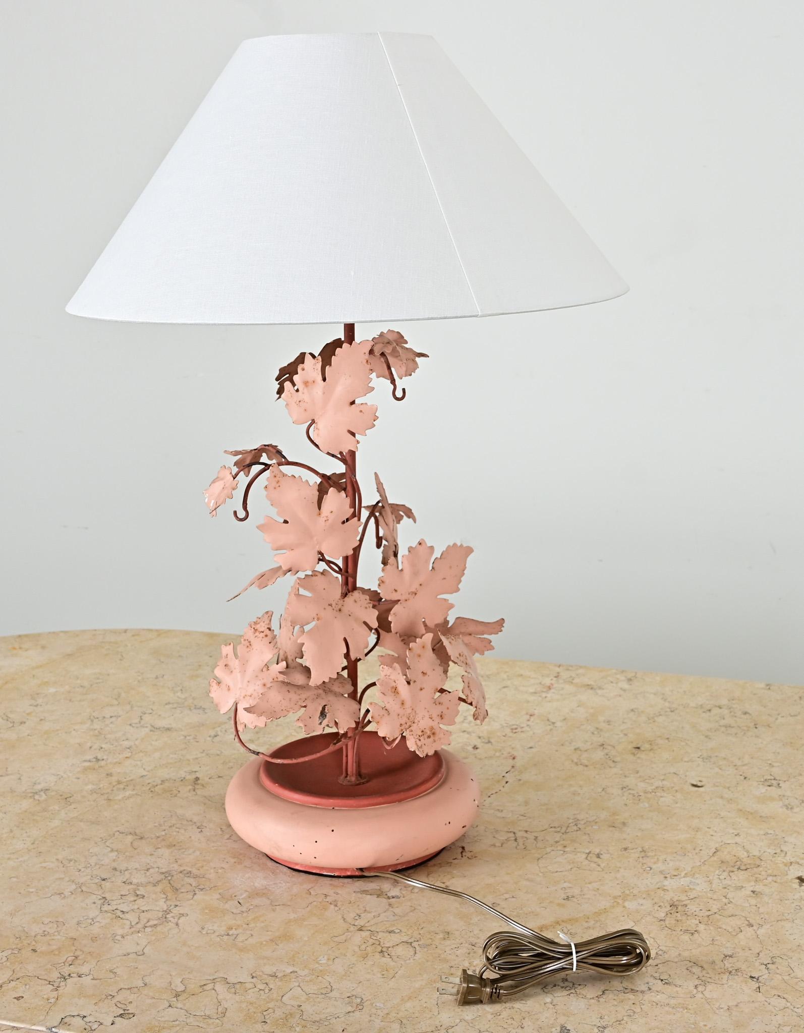 20th Century French Mid-Century Painted Tole Table Lamp