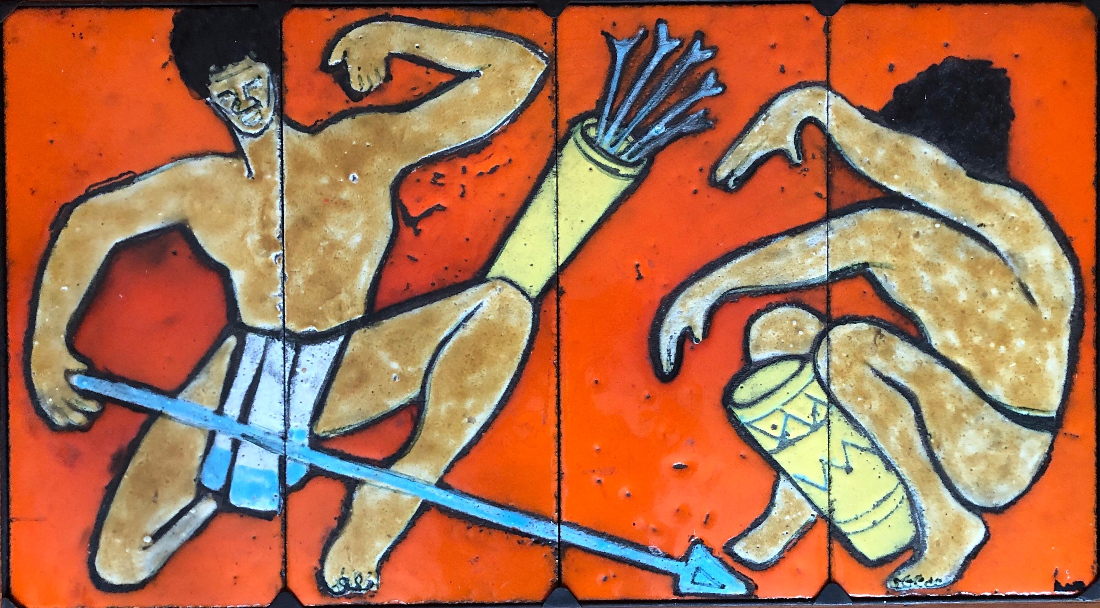 A dramatic and expressive French midcentury painting on ceramic inspired by French artist, Henri Matisse, 