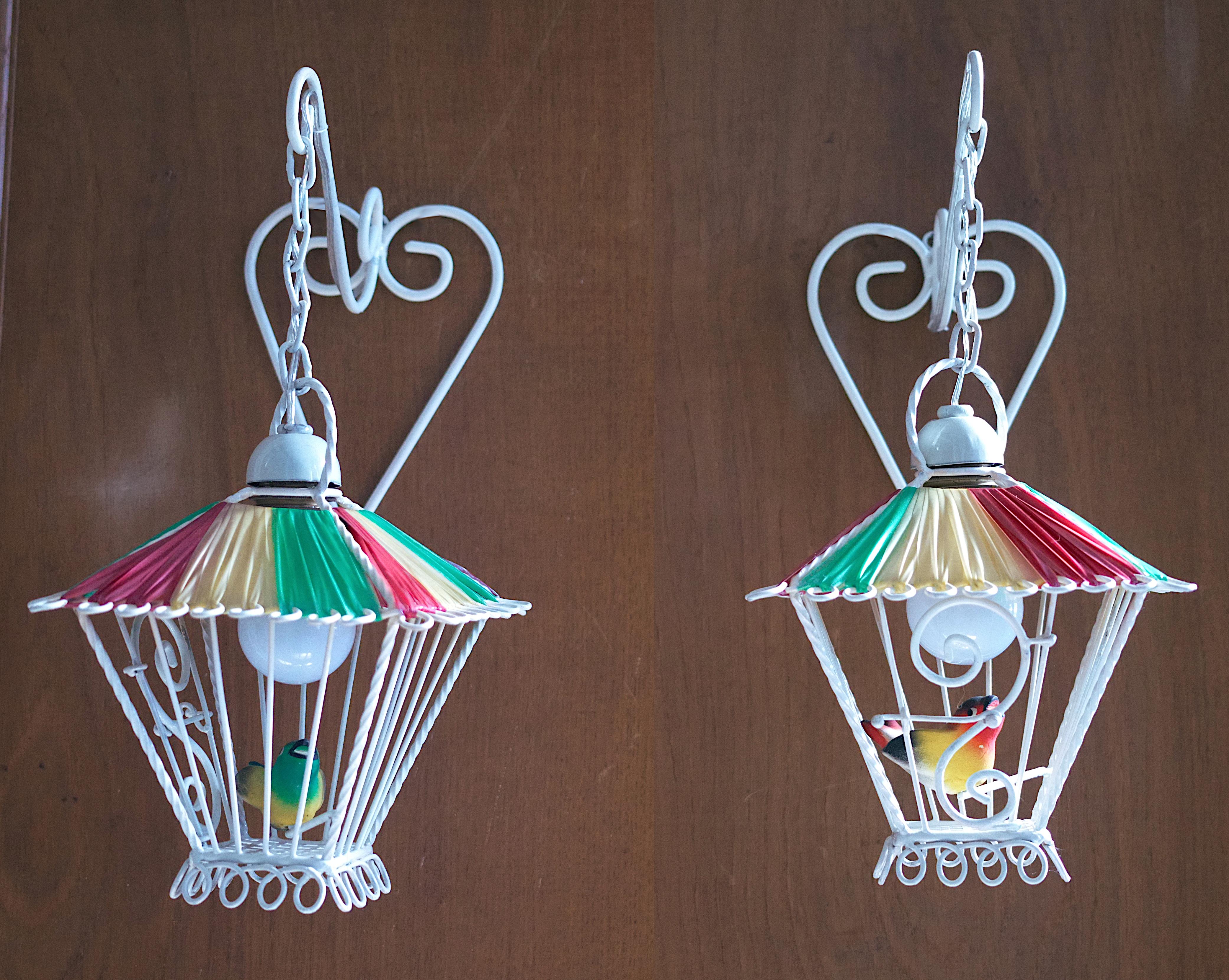 French, Mid-Century, Pair of Bird Cages Wall Sconces, 1950s For Sale 3