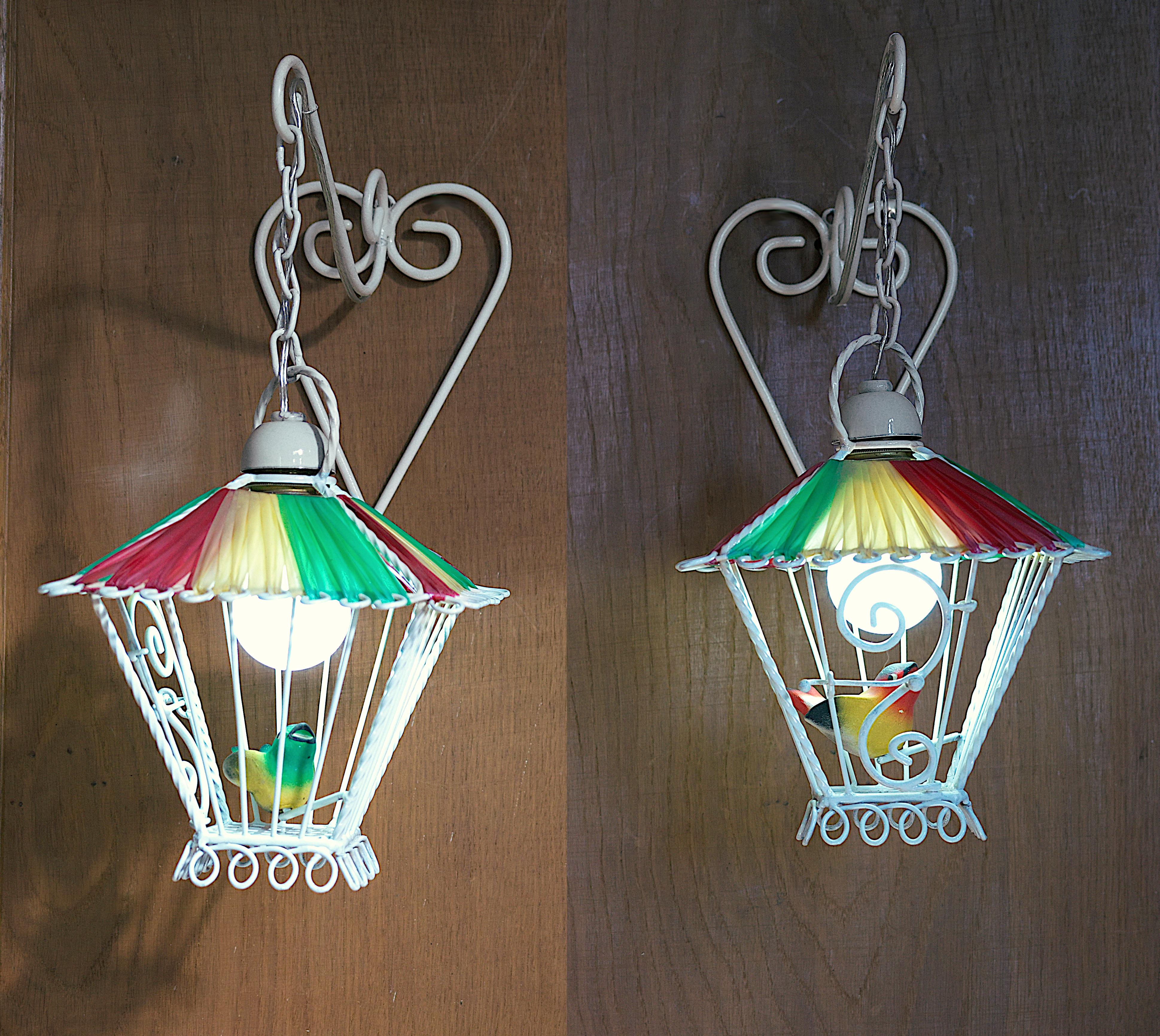 French, Mid-Century, Pair of Bird Cages Wall Sconces, 1950s In Good Condition For Sale In Saint-Amans-des-Cots, FR
